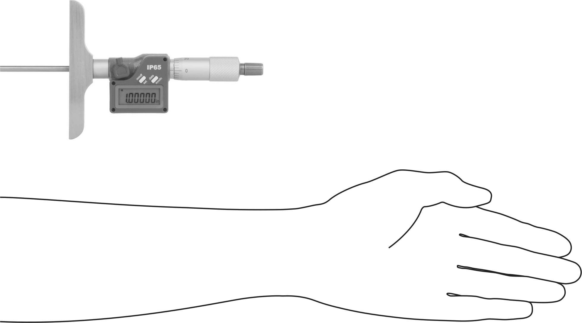 Soğutma Suyuna Dayanıklı Elektronik Derinlik Mikrometresi, 0“ ila 12” ve 0 mm ila 300 mm Ölçüm Aralığı
