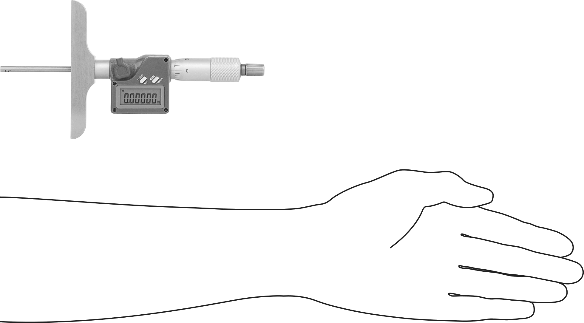 Soğutma Suyuna Dayanıklı Elektronik Derinlik Mikrometresi, 0“ ila 6” ve 0 mm ila 150 mm Ölçüm Aralığı
