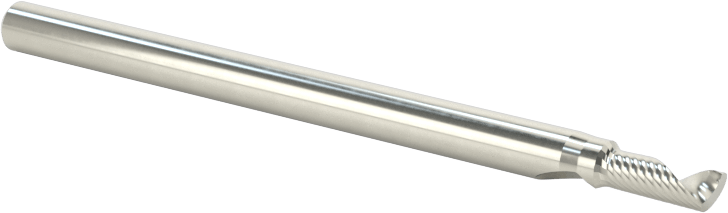 Kaplamasız Karbür Spiral Freze Ucu, Plastik için, Yukarı Doğru Çıkarma, 3/32" Kesme Çapı, 1/4" Uzun Kesim