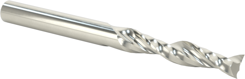 Kaplamasız Karbür Spiral Freze Ucu, Plastik için, Yukarıdan Çıkarma, 1/4" Kesme Çapı, 1-1/4" Uzun Kesim