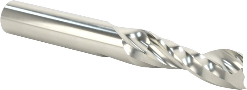 Kaplamasız Karbür Spiral Freze Ucu, Plastik için, Yukarıdan Çıkarma, 3/8" Kesme Çapı, 1-1/8" Uzunlukta Kesim