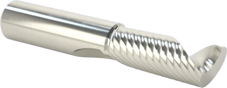 Kaplamasız Karbür Spiral Freze Ucu, Plastik için, Yukarıdan Çıkarma, 1/2" Kesim Çapı, 1-1/4" Uzun Kesim