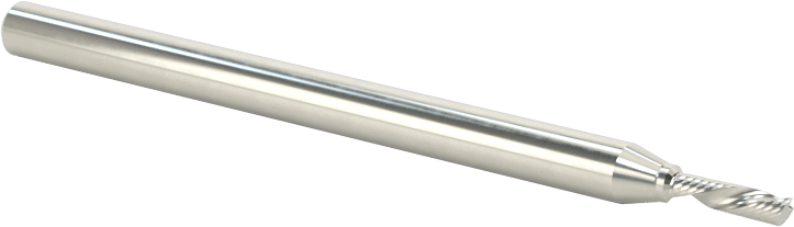 Kaplamasız Karbür Spiral Freze Ucu, Plastik için, Aşağı Çıkarma, 1/16" Kesim Çapı, 1/4" Uzun Kesim
