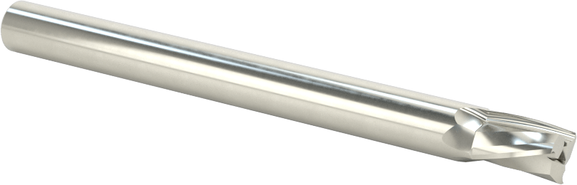Kaplamasız Karbür Spiral Freze Ucu, Plastik için, Aşağı Çıkarma, 1/4" Kesme Çapı, 3/8" Uzun Kesim