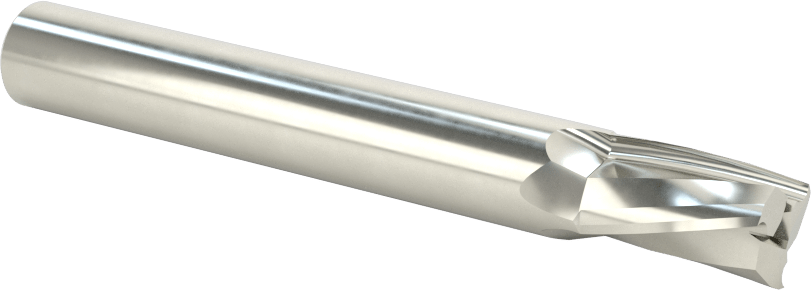 Kaplamasız Karbür Spiral Freze Ucu, Plastik için, Aşağı Çıkarma, 3/8" Kesme Çapı, 5/8" Uzun Kesim