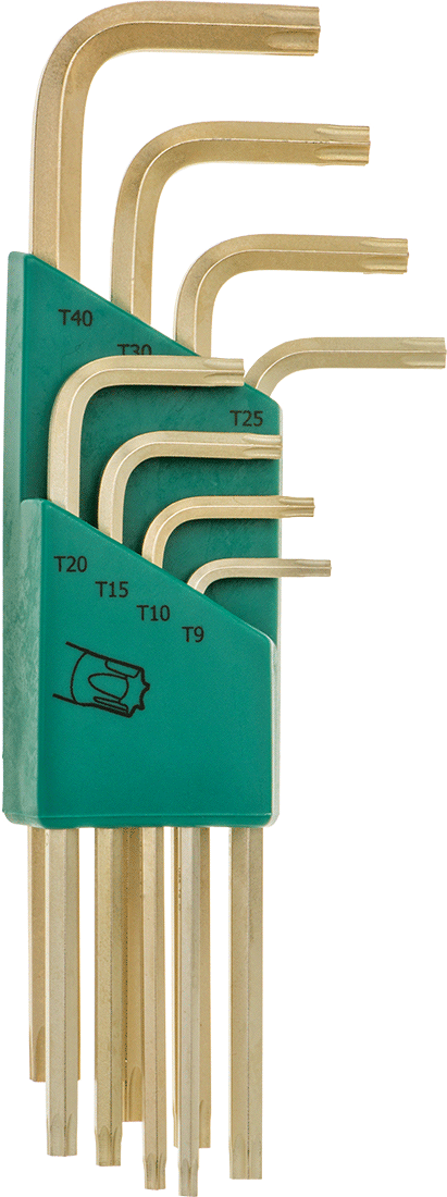Altın Boyalı Alaşımlı Çelik Torx L Anahtar Seti, 8 Parça, 3-1/16“ ila 5-1/4” Toplam Uzunluk