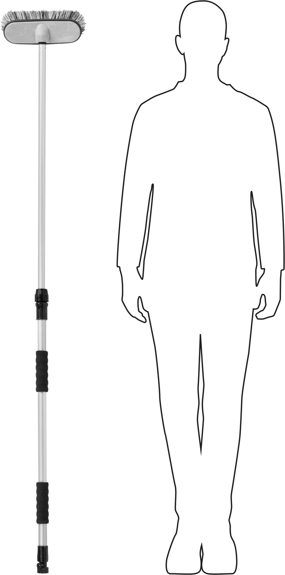 Yumuşak Kıllı Ovma Fırçası, 36“-60” Bahçe Hortumu Saplı Polistiren