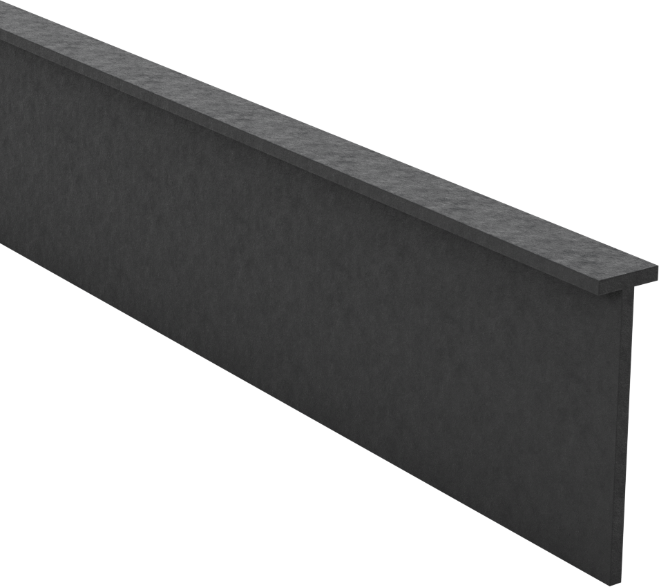 Kanal Montajlı T-Conta, 5/16" Genişlik, 1-3/8" Yükseklik, 10 Fit Uzunluk
