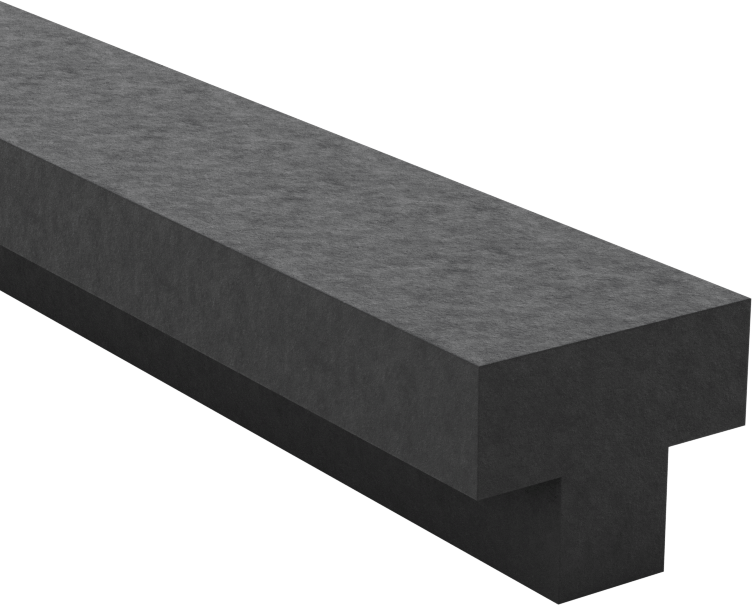 Kanal Montajlı T-Conta, 5/8" Genişlik, 1/2" Yükseklik, 10 Fit Uzunluk