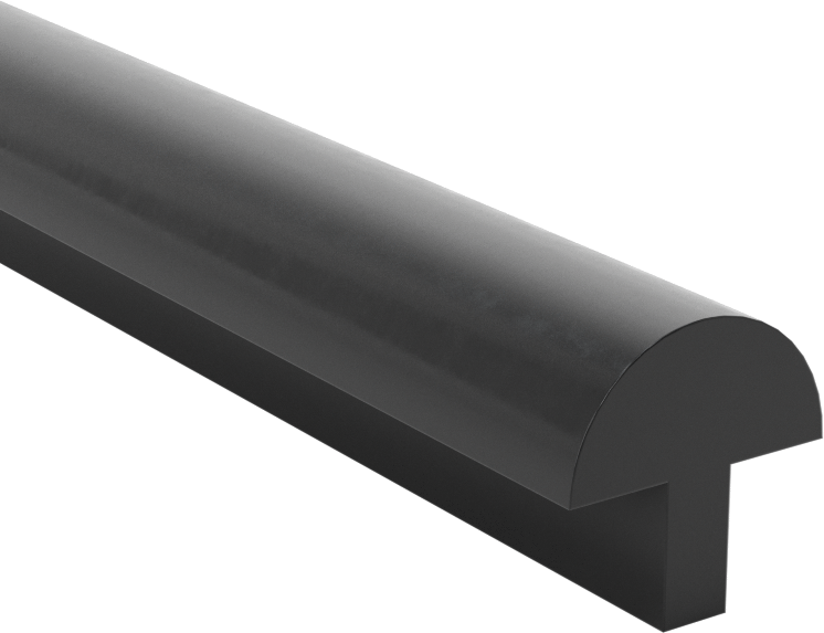 Kanal Montajlı T-Conta, 1/2" Genişlik, 1/2" Yükseklik, 1/4“ Uzunluk x 1/8” Kalınlık Gövde, 10 Fit Uzunluk