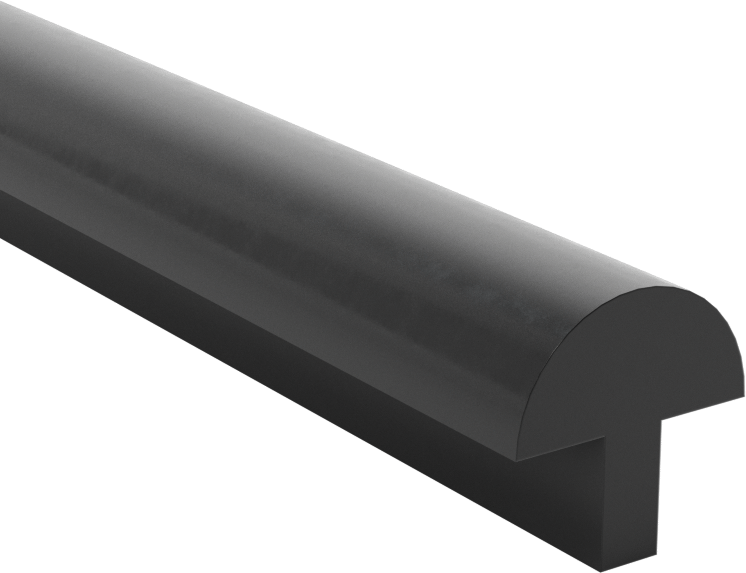 Kanal Montajlı T-Conta, 1/2" Genişlik, 1/2" Yükseklik, 1/4“ Uzunluk x 1/8” Kalınlık Gövde, 25 Fit Uzunluk