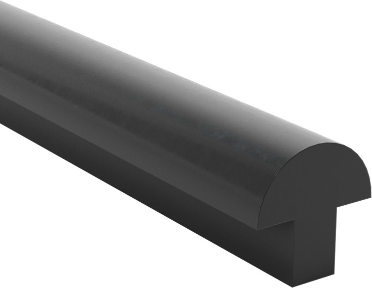 Kanal Montajlı T-Conta, 1/2" Genişlik, 1/2" Yükseklik, 1/4“ Uzunluk x 3/16” Kalınlık Gövde, 25 Fit Uzunluk