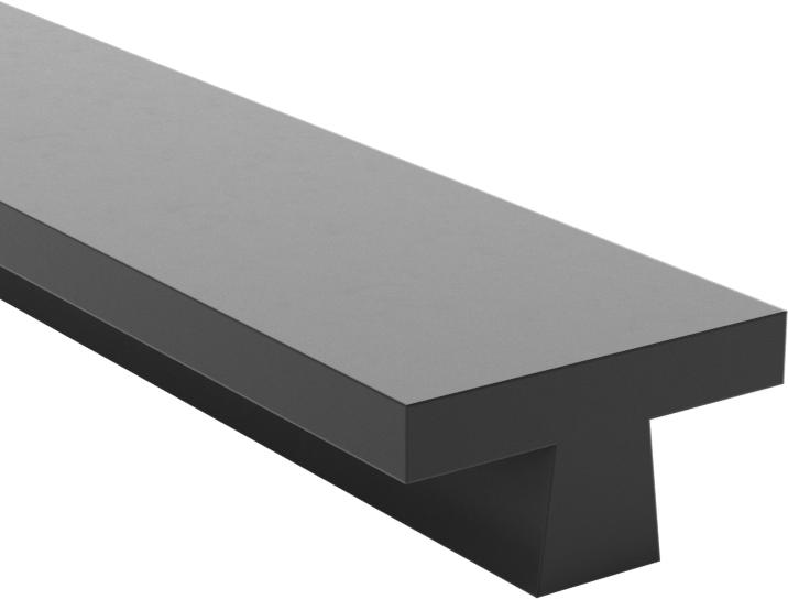 Kanal Montajlı T-Conta, 3/4" Genişlik, 3/8" Yükseklik, 10 Fit Uzunluk