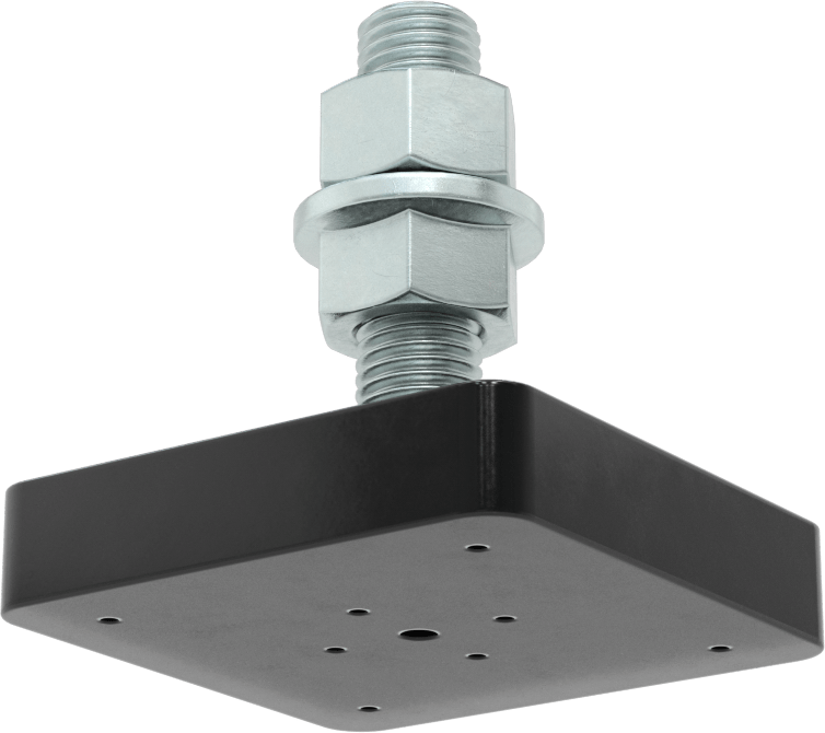 Şok Emici Döner Seviyeleme Montajı, Kare Taban, M16 x 2 mm Dişli Saplama, 700 lbs. Kapasite
