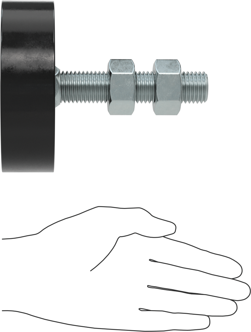 Şok Emici Döner Seviyeleme Montajı, Yuvarlak Taban, M24 x 3 mm Dişli Saplama, 3700 lbs. Kapasite
