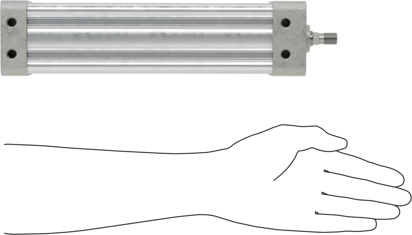 Kapalı Gövdeli NFPA Hava Silindiri, 2-1/2" Delik Boyutu, 8" Strok Uzunluğu