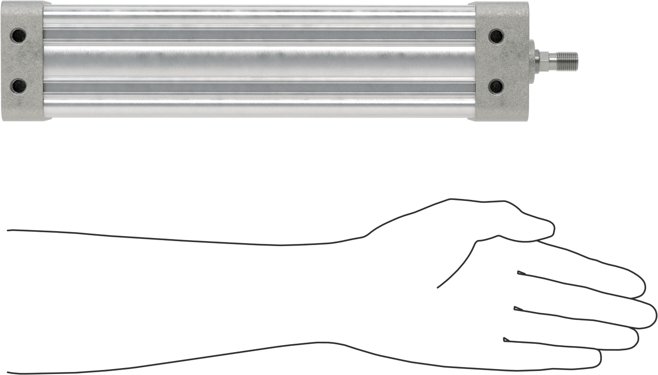 Kapalı Gövdeli NFPA Hava Silindiri, 2-1/2" Delik Boyutu, 9" Strok Uzunluğu