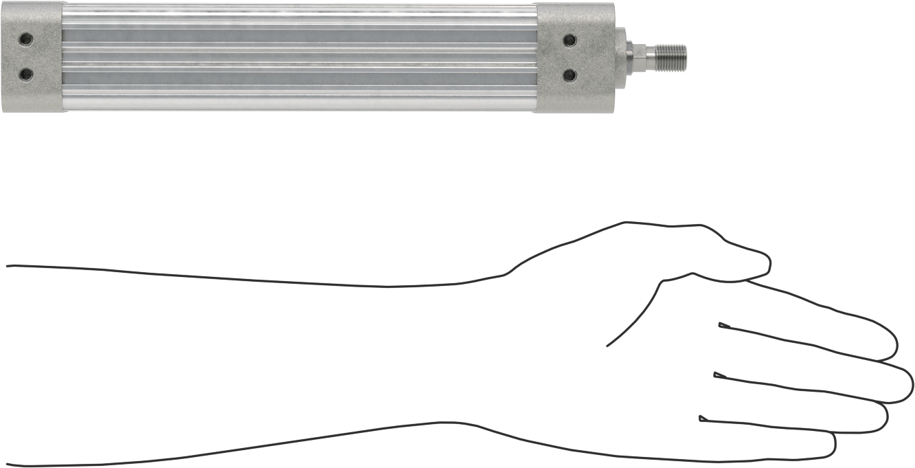 Kapalı Gövdeli NFPA Hava Silindiri, 1-1/2" Delik Çapı, 7" Strok Uzunluğu