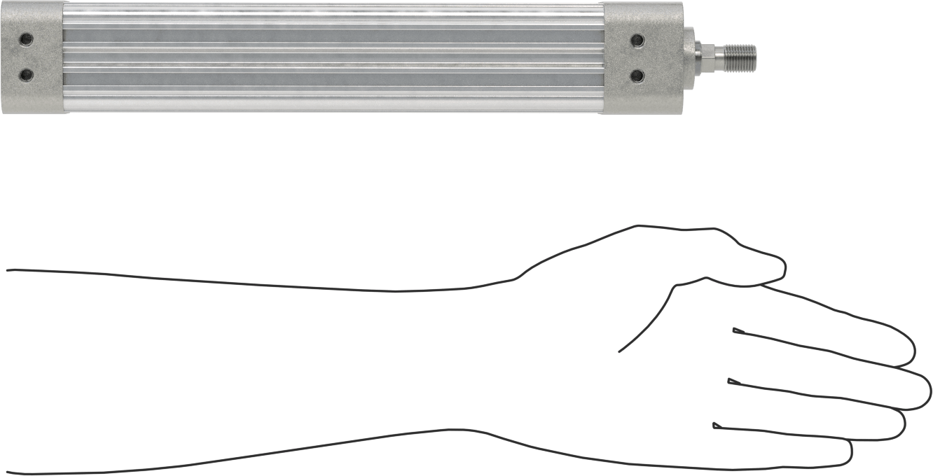 Kapalı Gövdeli NFPA Hava Silindiri, 1-1/2" Delik Çapı, 8" Strok Uzunluğu