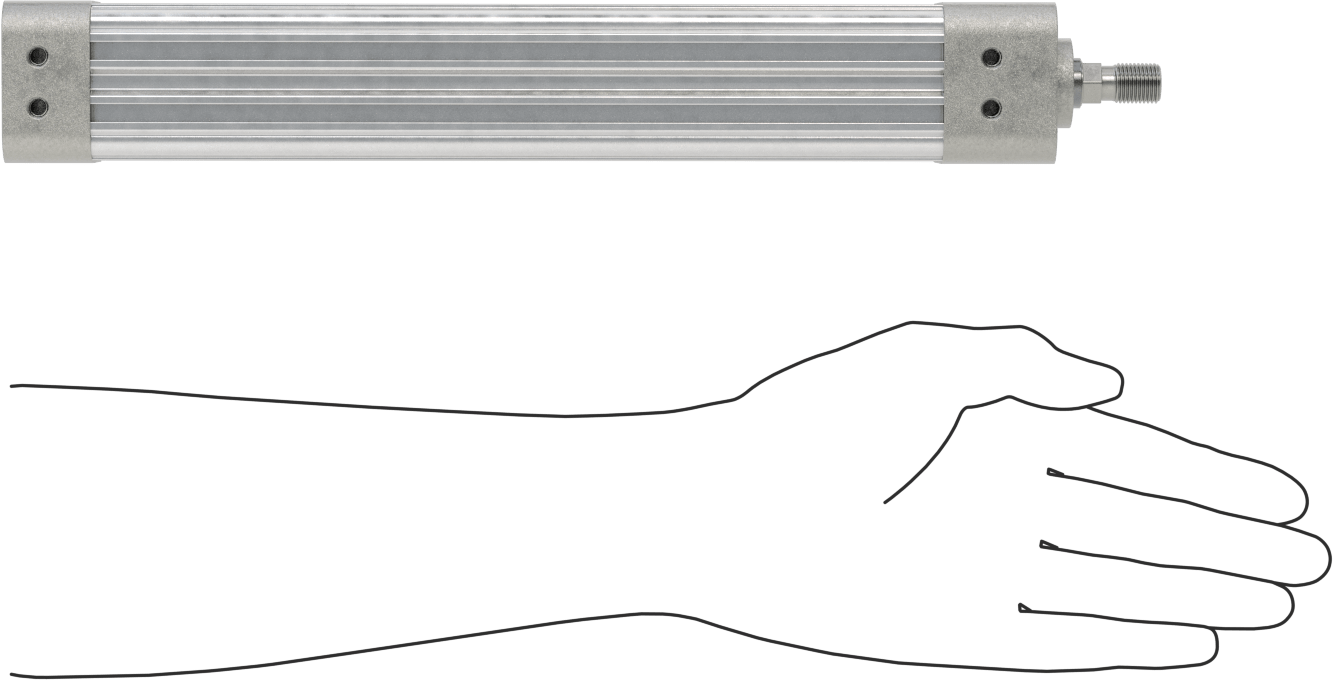 Kapalı Gövdeli NFPA Hava Silindiri, 1-1/2" Delik Çapı, 9" Strok Uzunluğu