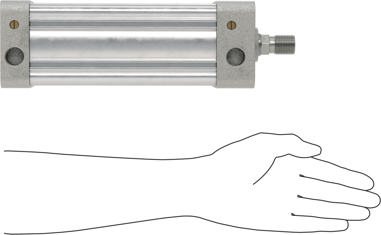 Kapalı Gövdeli NFPA Hava Silindiri, 3-1/4" Delik Boyutu, 6" Strok Uzunluğu