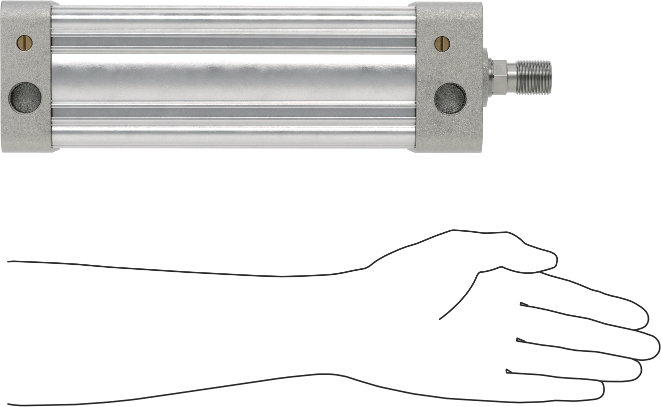 Kapalı Gövdeli NFPA Hava Silindiri, 3-1/4" Delik Boyutu, 7" Strok Uzunluğu