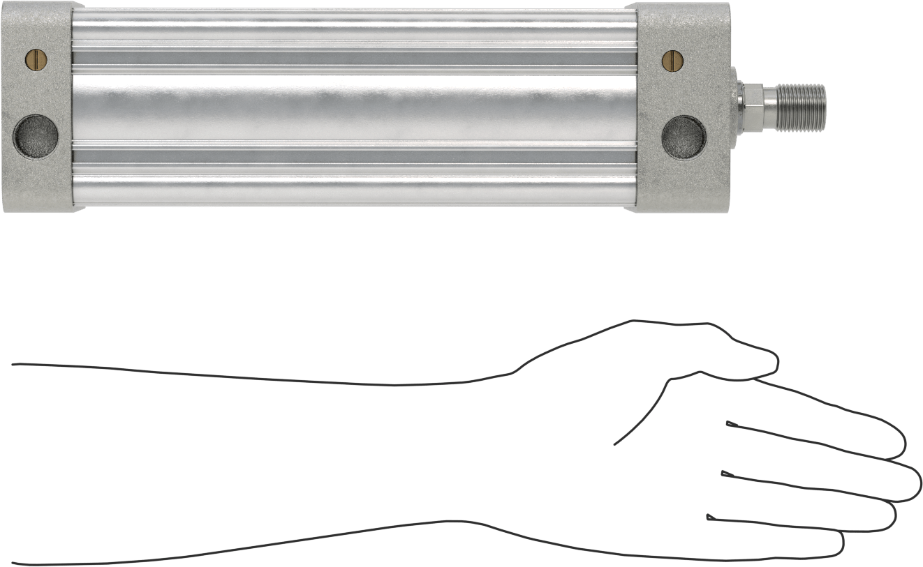 Kapalı Gövdeli NFPA Hava Silindiri, 3-1/4" Delik Boyutu, 8" Strok Uzunluğu