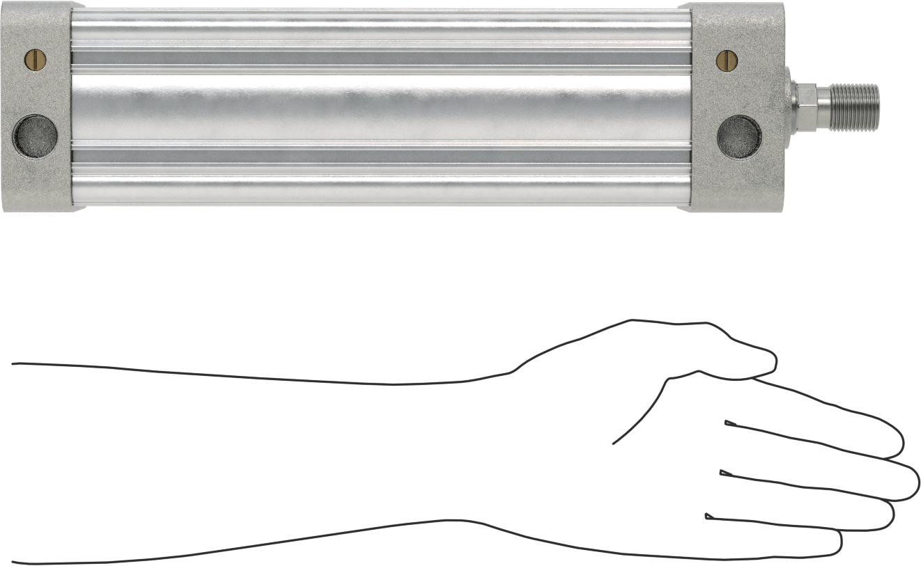 Kapalı Gövdeli NFPA Hava Silindiri, 3-1/4" Delik Boyutu, 9" Strok Uzunluğu