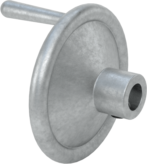 Çinko Dişsiz Delikli Katı El Çarkı, Dönen Saplı Çukur Tekerlek, 2-1/4" Çap, 3/8" Hole