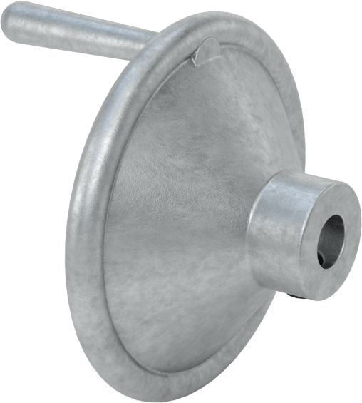 Çinko Dişsiz Delikli Katı El Çarkı, Dönen Saplı Çukur Tekerlek, 2-3/4" Çap, 3/8" Hole