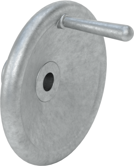 Çinko Dişsiz Delikli Katı El Çarkı, Dönen Saplı Çukur Tekerlek, 3-1/4" Çap, 3/8" Hole