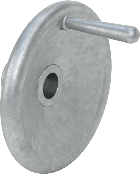 Çinko Dişsiz Delikli Katı El Çarkı, Dönen Saplı Çukur Tekerlek, 3-1/4" Çap, 1/2" Hole