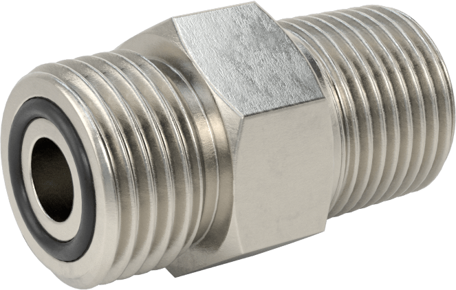 O-Ring Yüz Contalı Bağlantı Parçası, 3/8" Dış Çaplı Çelik Boru x 3/8 NPTF Erkek Adaptör