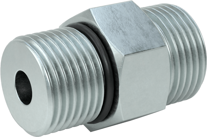 O-Ring Yüz Contalı Bağlantı Parçası, 1/2“ Dış Çaplı Çelik Boru x 3/4”-16 Erkek Boru için Adaptör