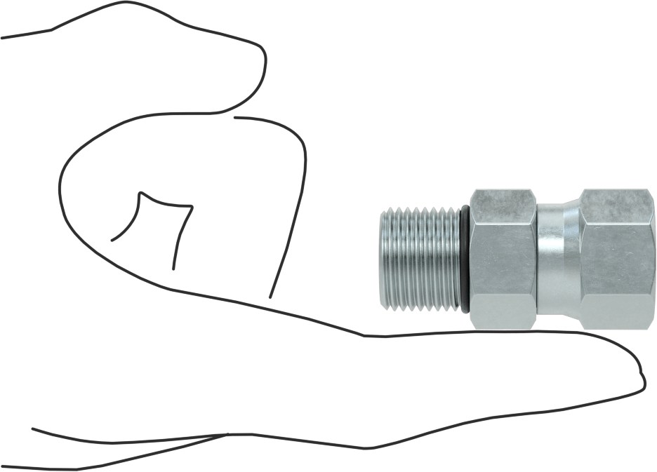 O-Ring Yüz Contalı Bağlantı Parçası, 1/2“ Dış Çaplı Çelik Boru x 3/4”-16 Erkek için Döner Adaptör