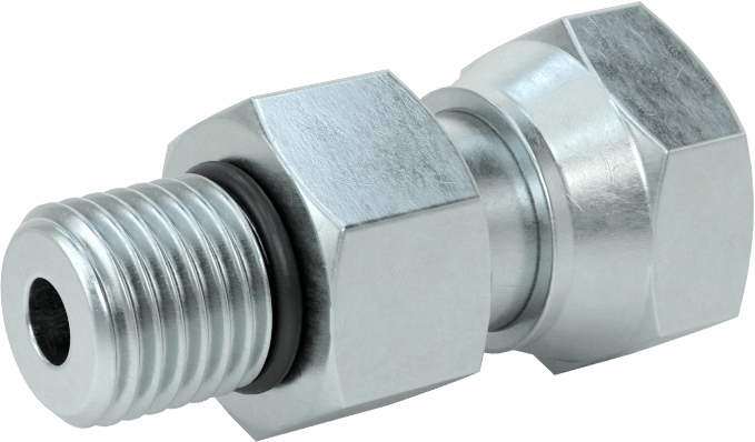 O-Ring Yüz Contalı Bağlantı Parçası, 1/4“ Dış Çaplı Çelik Boru x 7/16”-20 Erkek için Döner Adaptör