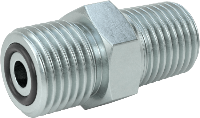 O-Ring Yüz Contalı Bağlantı Parçası, 1/4" Boru Dış Çapı x 1/4 NPTF Erkek Adaptör