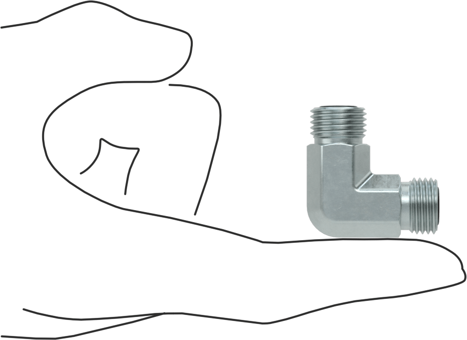 O-Ring Yüz Contalı Bağlantı Parçası, 1/4" Dış Çaplı Boru için 90 Derece Dirsek