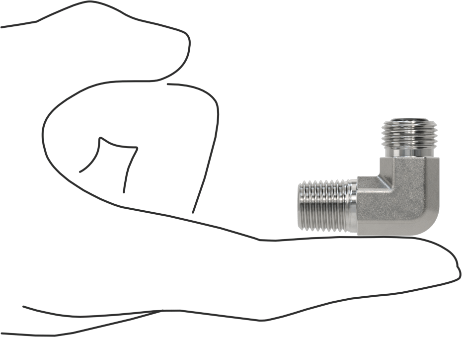 O-Ring Yüz Contalı Bağlantı Parçası, 1/4" Boru Dış Çapı x 1/4 NPT Erkek için 90 Derece Dirsek