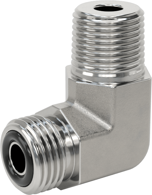 O-Ring Yüz Contalı Bağlantı Parçası, 3/8" Dış Çaplı Boru x 3/8 NPT Erkek için 90 Derece Dirsek