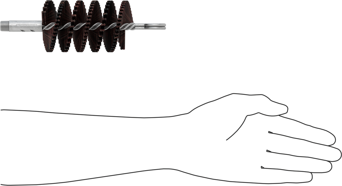1/4 NPT Dişli Şaftlı Düşük Çizilme Tüp Fırçası, Tampico Kılları, 2-1/2" Fırça Çapı