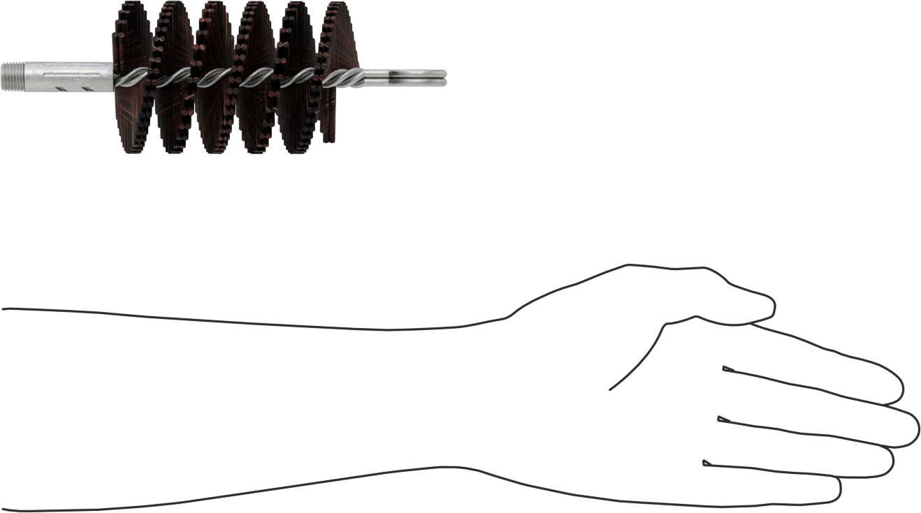 1/4 NPT Dişli Şaftlı Düşük Çizilme Tüp Fırçası, Tampico Kılları, 2-3/4" Fırça Çapı