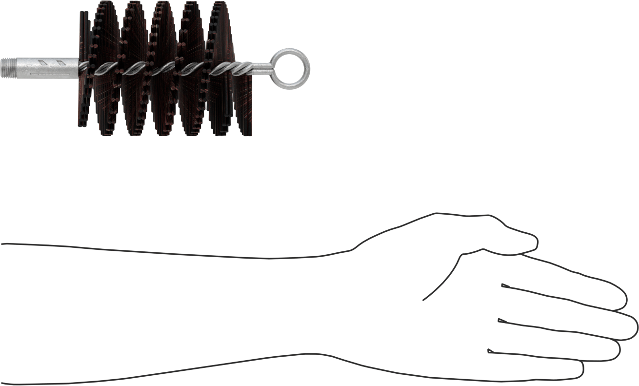 1/4 NPT Dişli Şaftlı Düşük Çizilme Tüp Fırçası, Tampico Kılları, 3-1/2" Fırça Çapı