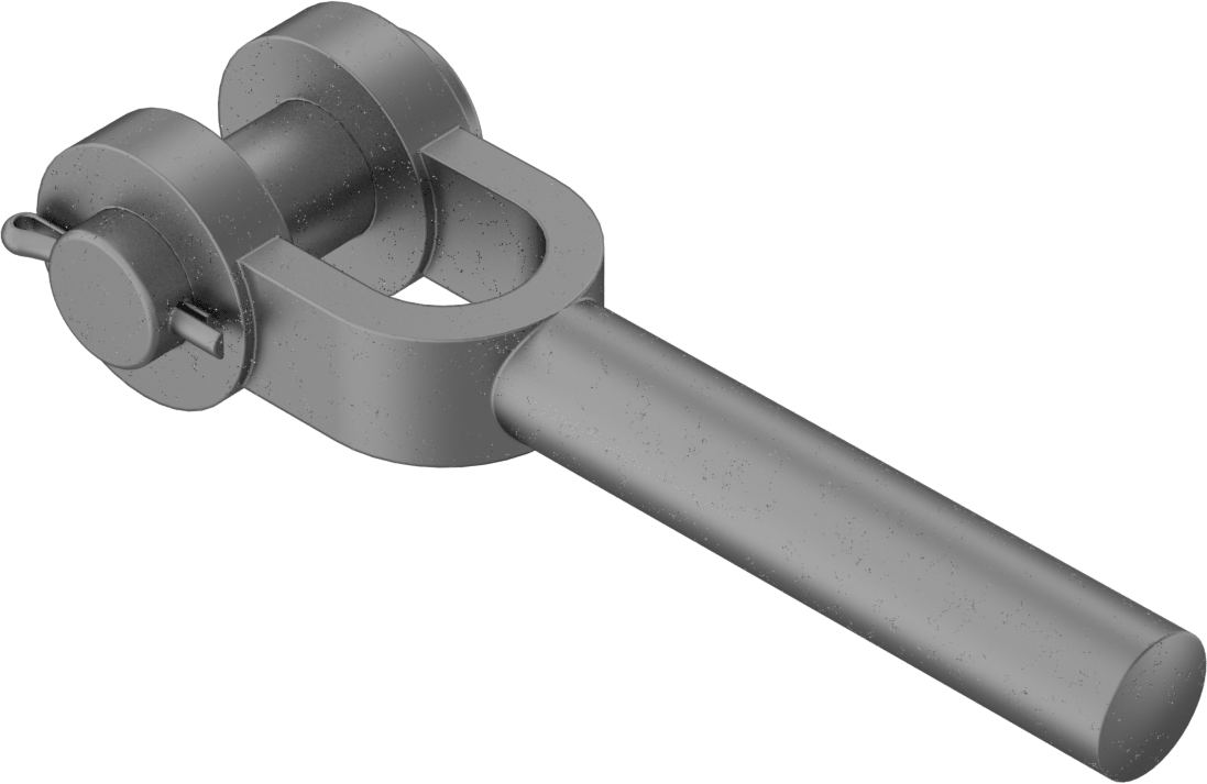 Çatal Çubuk Ucu Boşluğu, 5/8" Şaft Çapı, 4-3/4" Şaft Merkez Uzunluğu