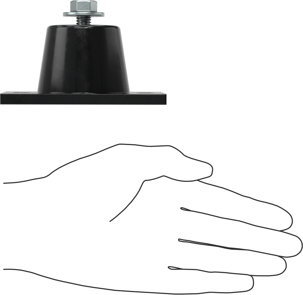 Neopren Titreşim Sönümleyici Cıvatalı Montaj, Çelik Taban ile, 3/8"-16 Dişli Ek Parça, 600 lbs. Kapasite