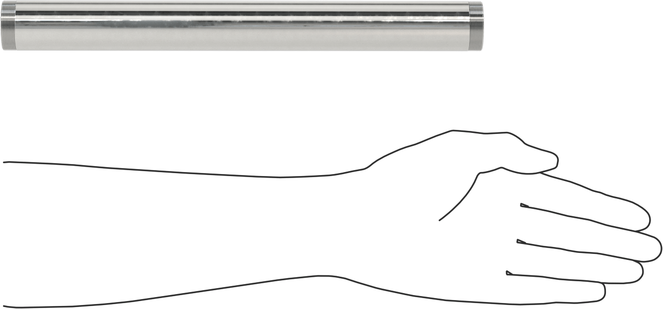 Lavabo Tahliye Sifonları için Uzatma Borusu, 1-1/4“ Dış Çap x 12” Uzunluk, 1-1/4"-27 UNS Erkek Giriş ve Çıkışlı