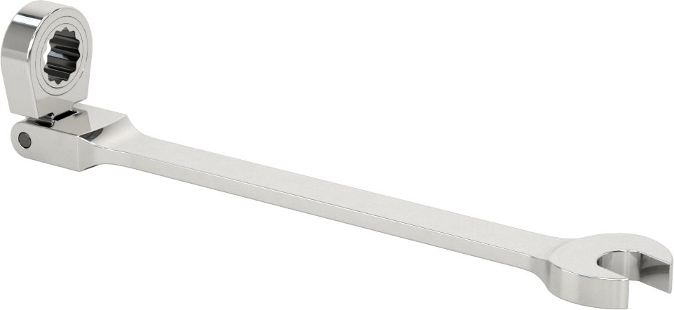 Esnek Başlı Cırcırlı Kombinasyon Anahtarı, 7/16" Boyut, 7-1/8" Toplam Uzunluk