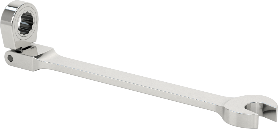 Esnek Başlı Cırcırlı Kombinasyon Anahtarı, 12 mm Boyut, 7-7/16" Toplam Uzunluk