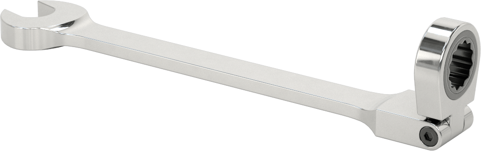 Esnek Başlı Cırcırlı Kombinasyon Anahtarı, 13 mm Boyut, 7-13/16" Toplam Uzunluk