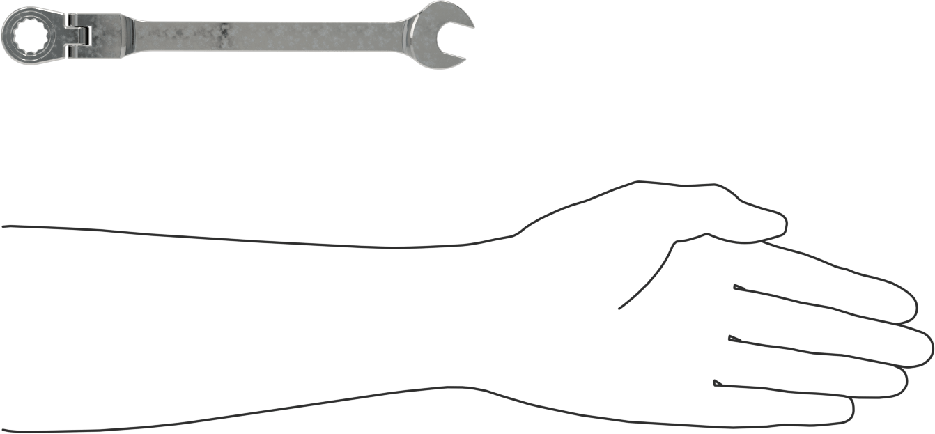 Esnek Başlı Cırcırlı Kombinasyon Anahtarı, 14 mm Boyut, 8-3/8" Toplam Uzunluk